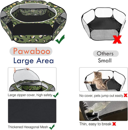Pawaboo Small Animals Playpen, Waterproof Small Pet Cage Tent with Zippered Cover, Portable Outdoor