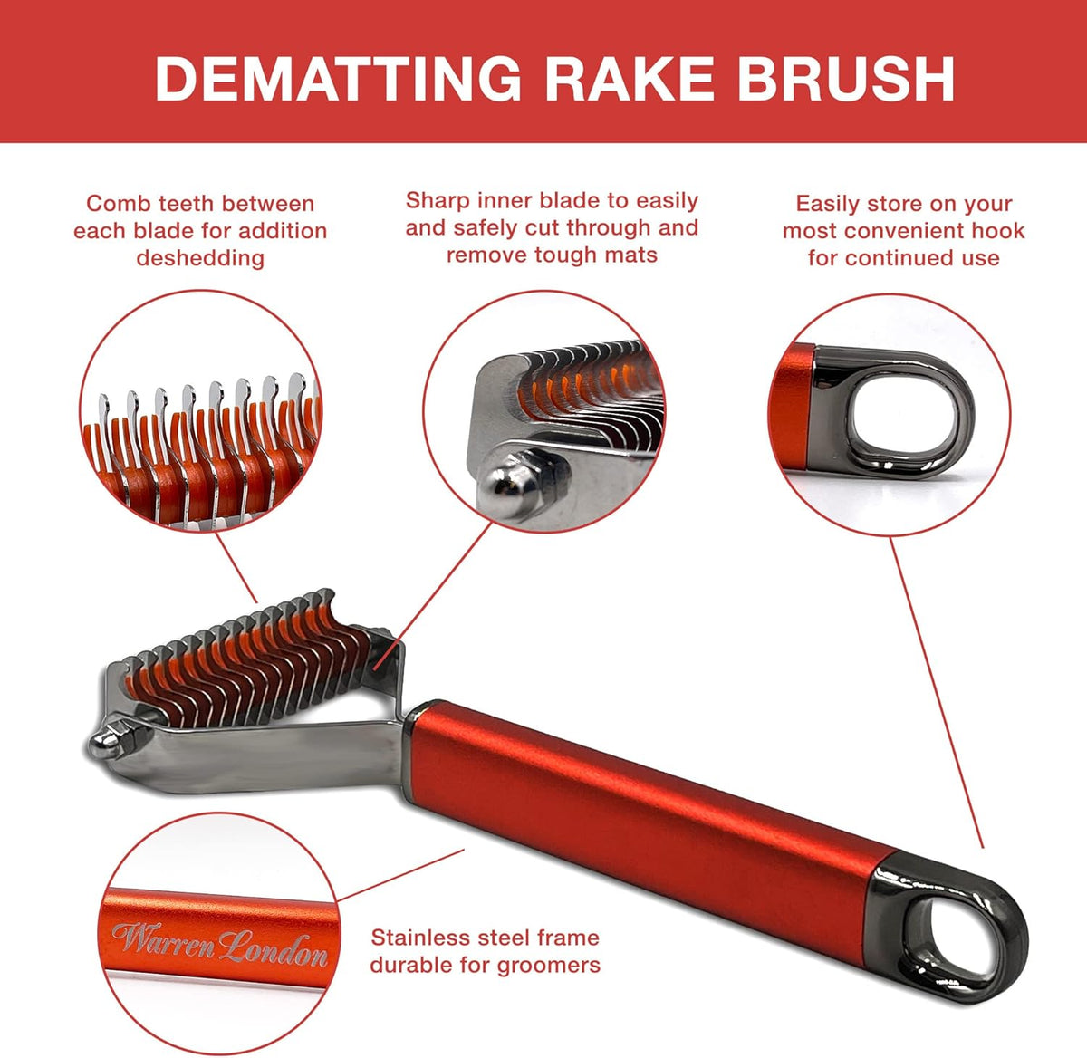 Warren London 10-in-1 Dog Spray & Rake Brush Combo | Detangles, Softens & Reduces Shedding | 16oz