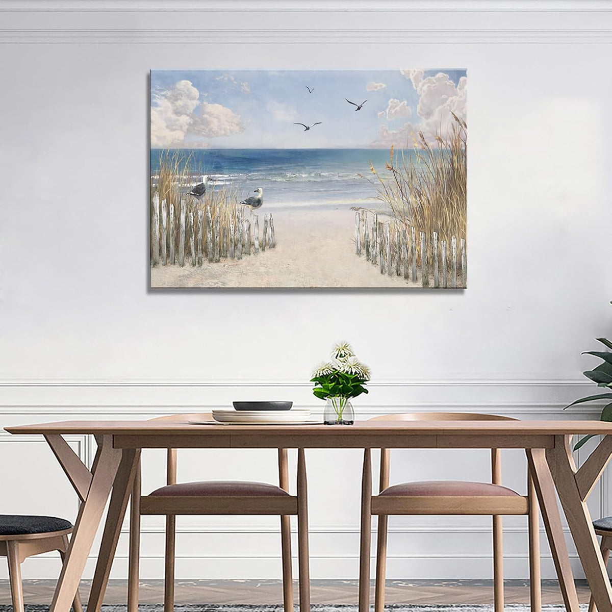 XXMWallArt FC3781 Sandy Beach Wall Art Canvas Print Wall Art Seascape Blue Print Home Decor