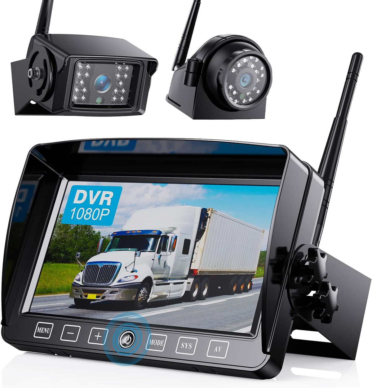 Wireless Backup Camera System with 7-Inch DVR Dual/Quad Split Touch Monitor, IP69 Waterproof HD