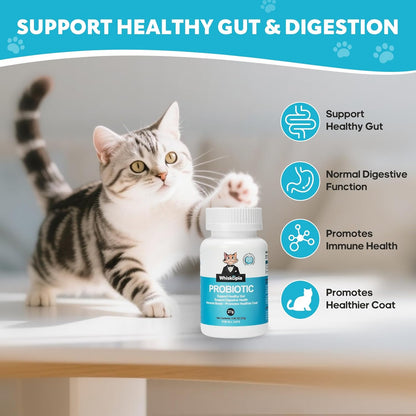 Probiotics for Cats - Cat Probiotic Supplement for Digestive & Gut Support, Diarrhea Relief