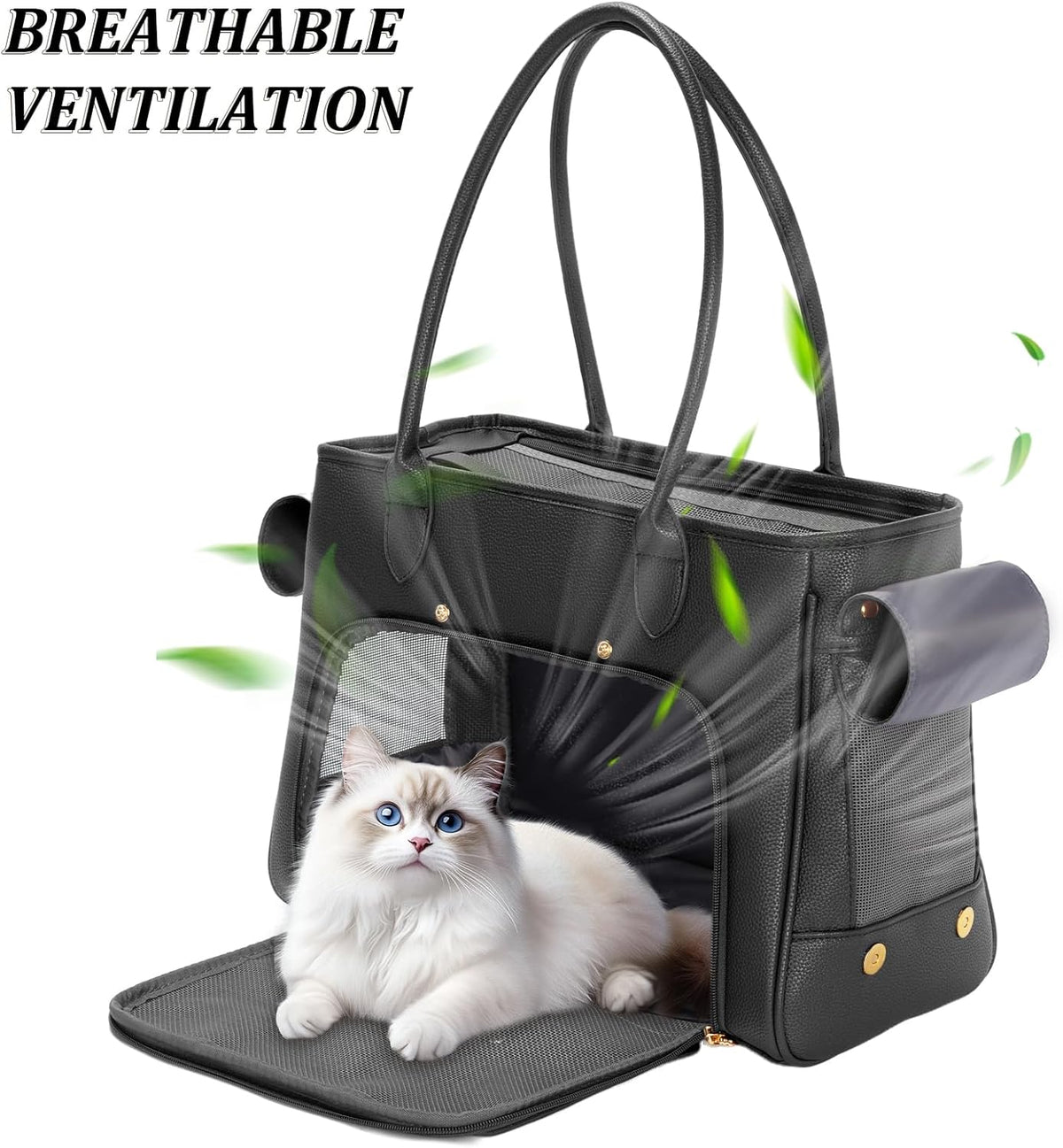 Fashion Pet Carrier Purse for Small Cat and Dog, Luxury Pu Soft-Sided Tote Bag with Large Pockets