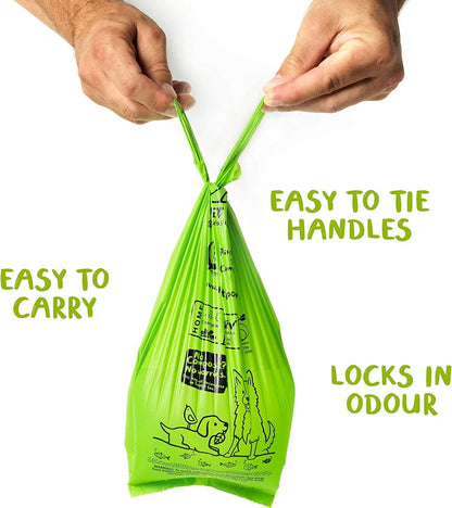 PLANET POOP Home Compostable Dog Poop Bags Extra-long with Handles 240 Un-Scented Pet Waste Bags