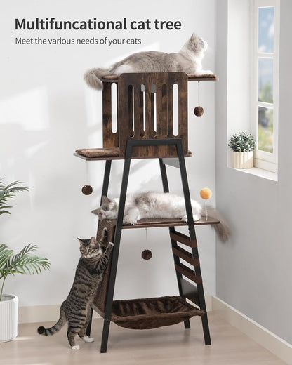 FourFurPets Modern Cat Tree, 58-Inch Cat Tower for Large Cats, Maine Coon Cat Tree with Scratching