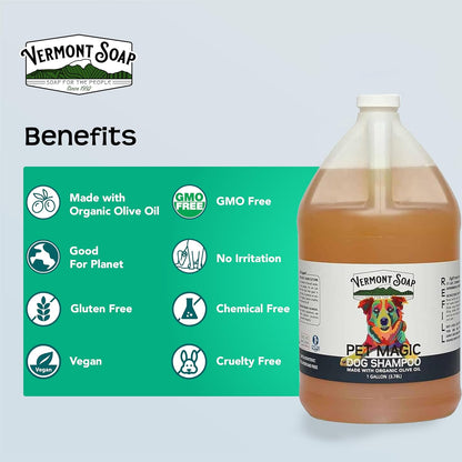 Vermont Soap Organics Pet Shampoo - Organic & Natural Olive Oil, Coconut & Aloe Vera Dog Shampoo