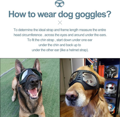 NVTED Dog Goggles Big Area Dog Sunglasses, Large Breed Windproof Snowproof Eye Protection Pet