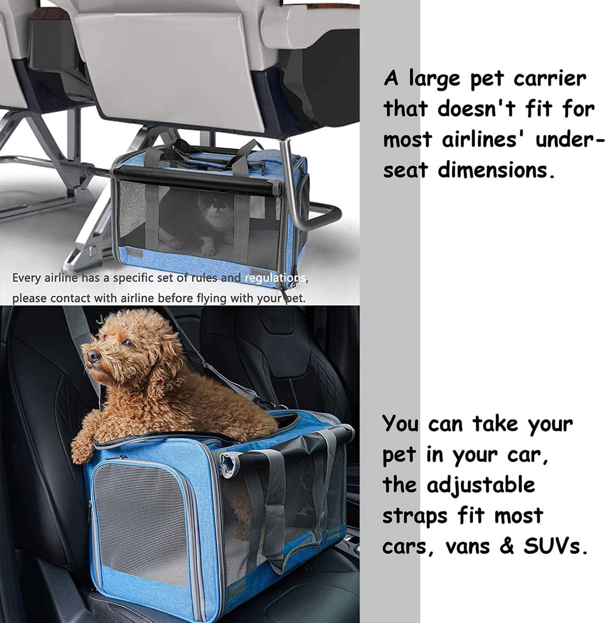 Pet Carrier for Large and Medium Cats, Soft-Sided Pet Carrier for Big Medium Cats and Puppy, Dog