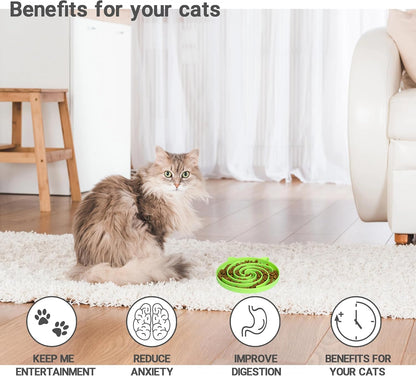 Slow Feeder Cat Bowl, Easy to Clean Silicone Bowl, Ideal for Dry and Wet Food (Orange and Cyan)