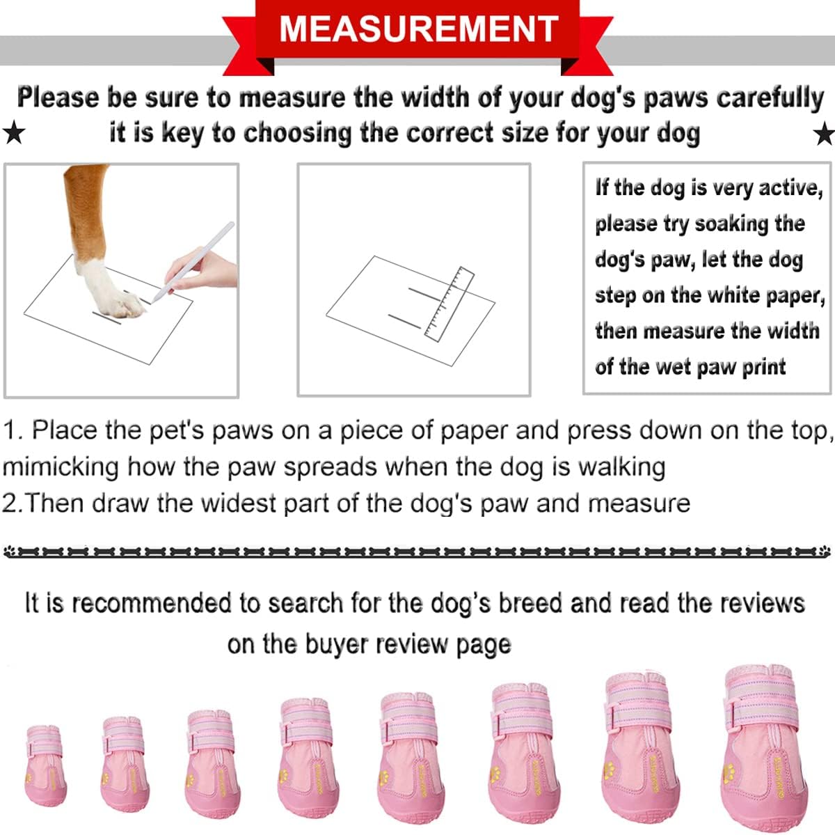 QUMY Dog Shoes for Large Dogs, Medium Dog Boots & Paw Protectors for Winter Snowy Day, Summer Hot