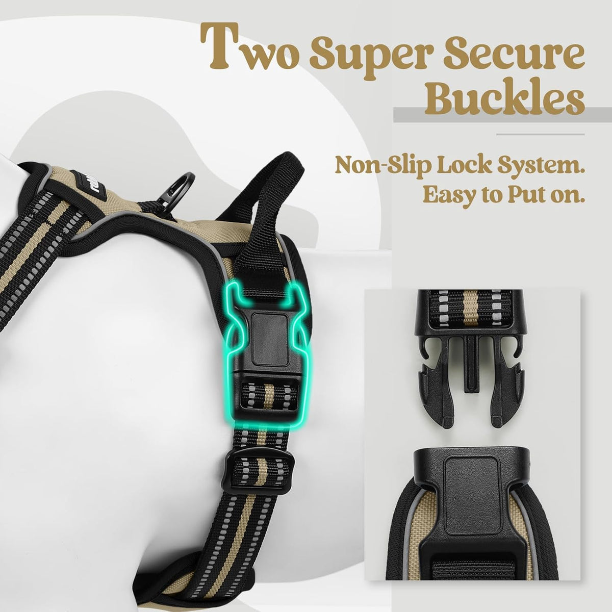 rabbitgoo Dog Harness No Pull with 2 Leash Clips, Adjustable Soft Padded, Reflective Oxford No