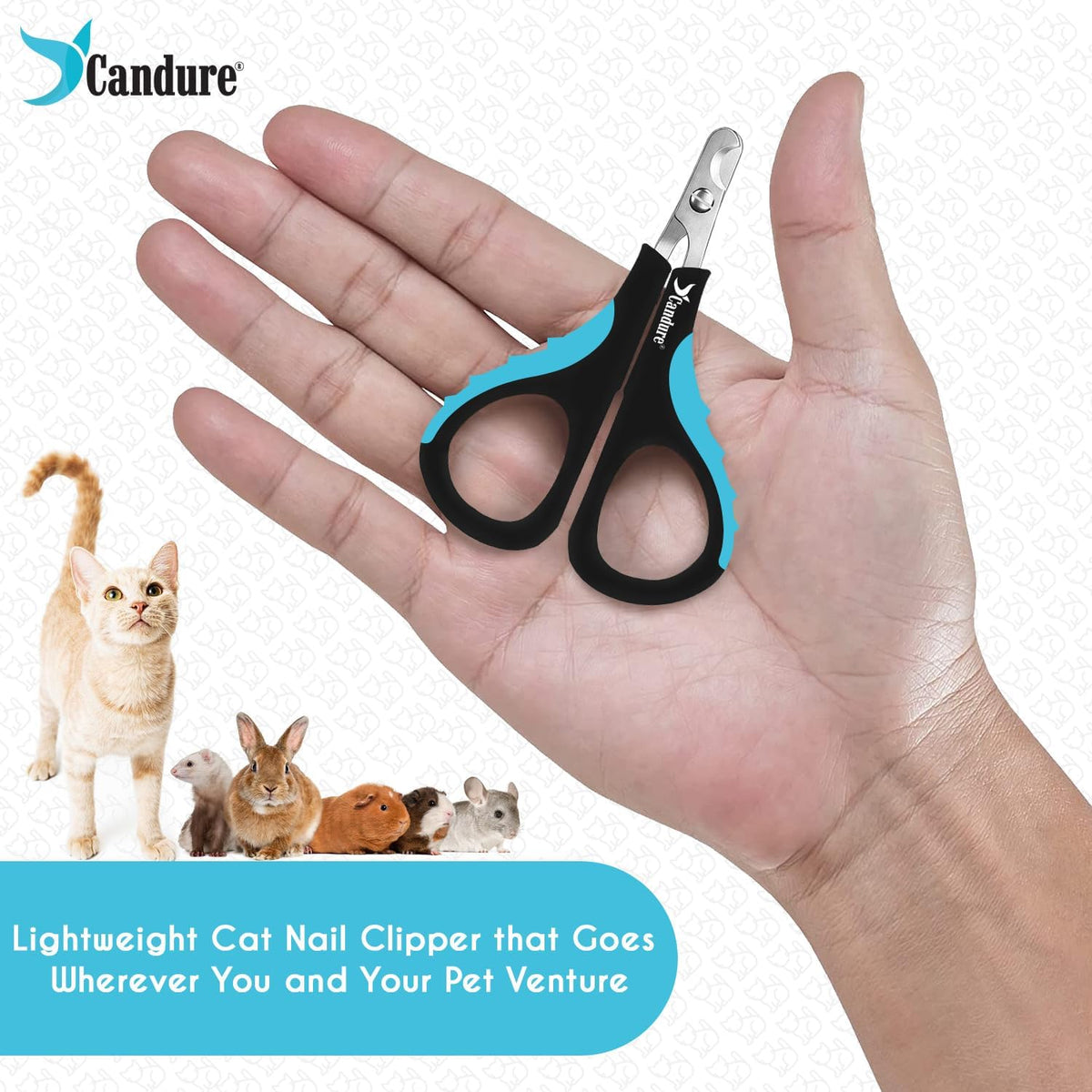 Candure Cat Nail Clipper Stainless Steel Cat Claw Trimmers for Rabbits, Guinea Pigs, Birds