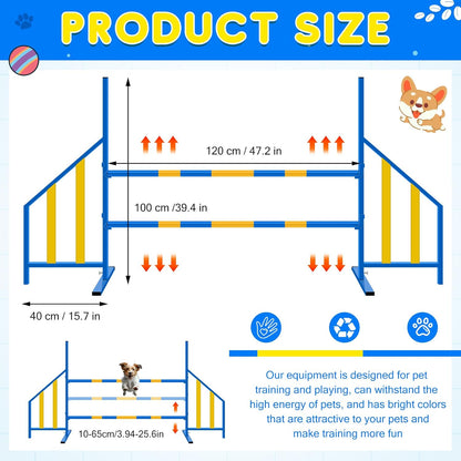 Agility Wing Jumps with Bar Dog Training Hedge Adjustable Pet Hurdles Jump Bars for Indoor Outdoor