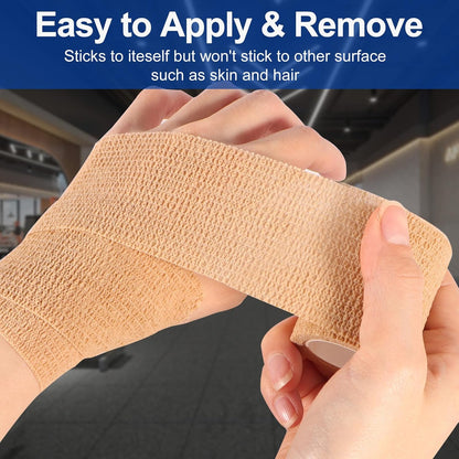 LDIWEE 24 Pack 4 Inch Self Adhesive Bandage Wrap - 5 Yard Cohesive Athletic Tape for First Aid