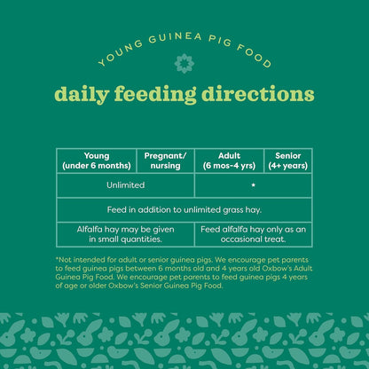 Oxbow Essentials Guinea Pig Food, Young Guinea Pig, Made Alfalfa Hay, Pet Food Pellets with Vitamin