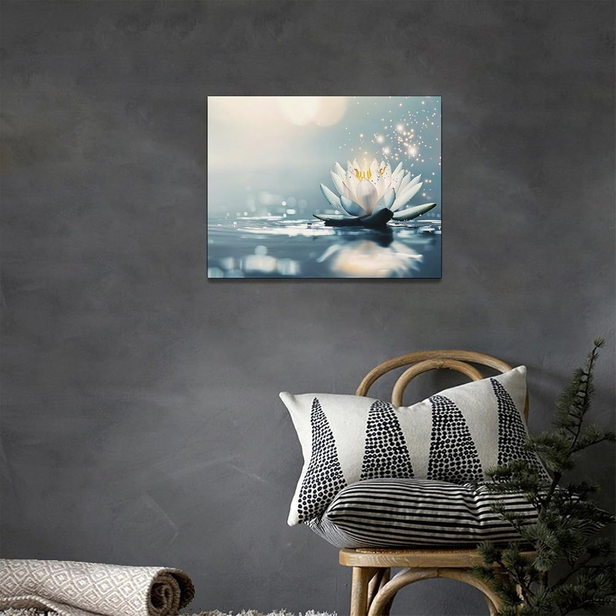 Bathroom Lotus Wall Art Floral Pictures Zen Meditation Wall Decor Yoga Spa Spiritual Canvas Print