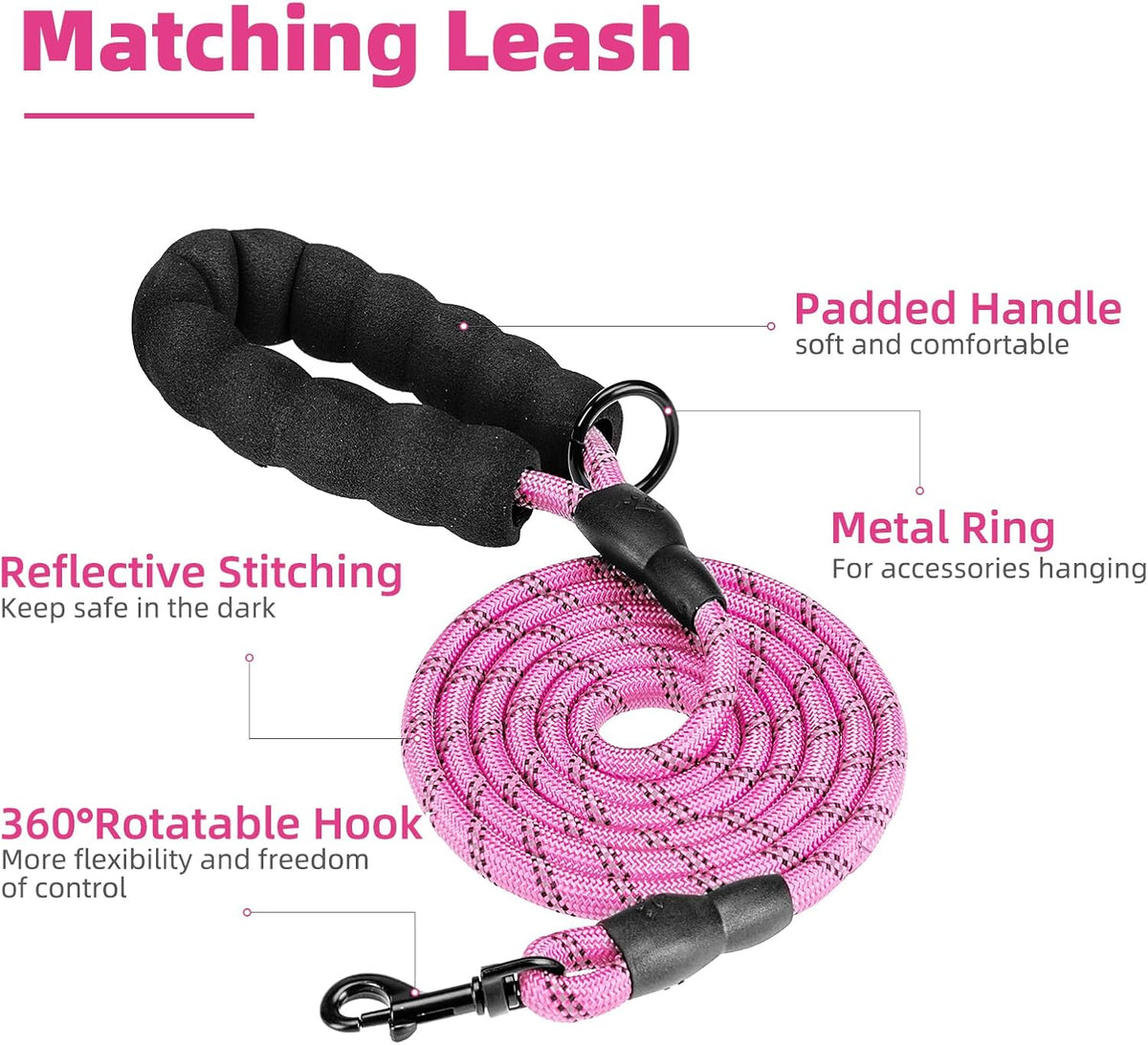 PUPTECK No Pull Dog Harness Medium Sized, Adjustable Reflective Dog Harness with Handle Easy