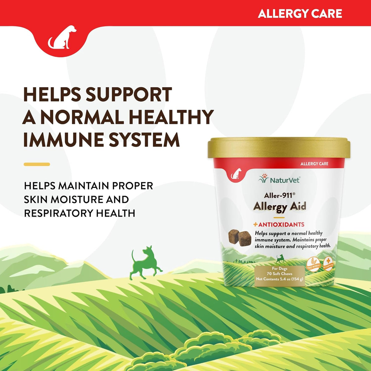 NaturVet Aller-911 Advanced Allergy Aid for Dogs, Cats – Antioxidant-Rich Pet Supplement with