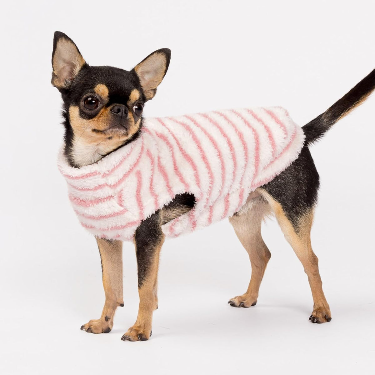 Fitwarm 2 Pack Striped Fleece Dog Sweater, Warm Winter Dog Clothes for Small Dogs Girl, Fuzzy