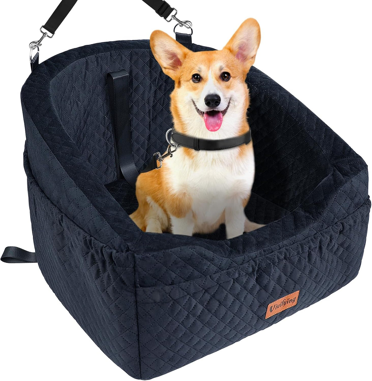 Vivifying Dog Car Seat for Small & Medium Dogs, Detachable & Washable Booster Seat for Pets Up to
