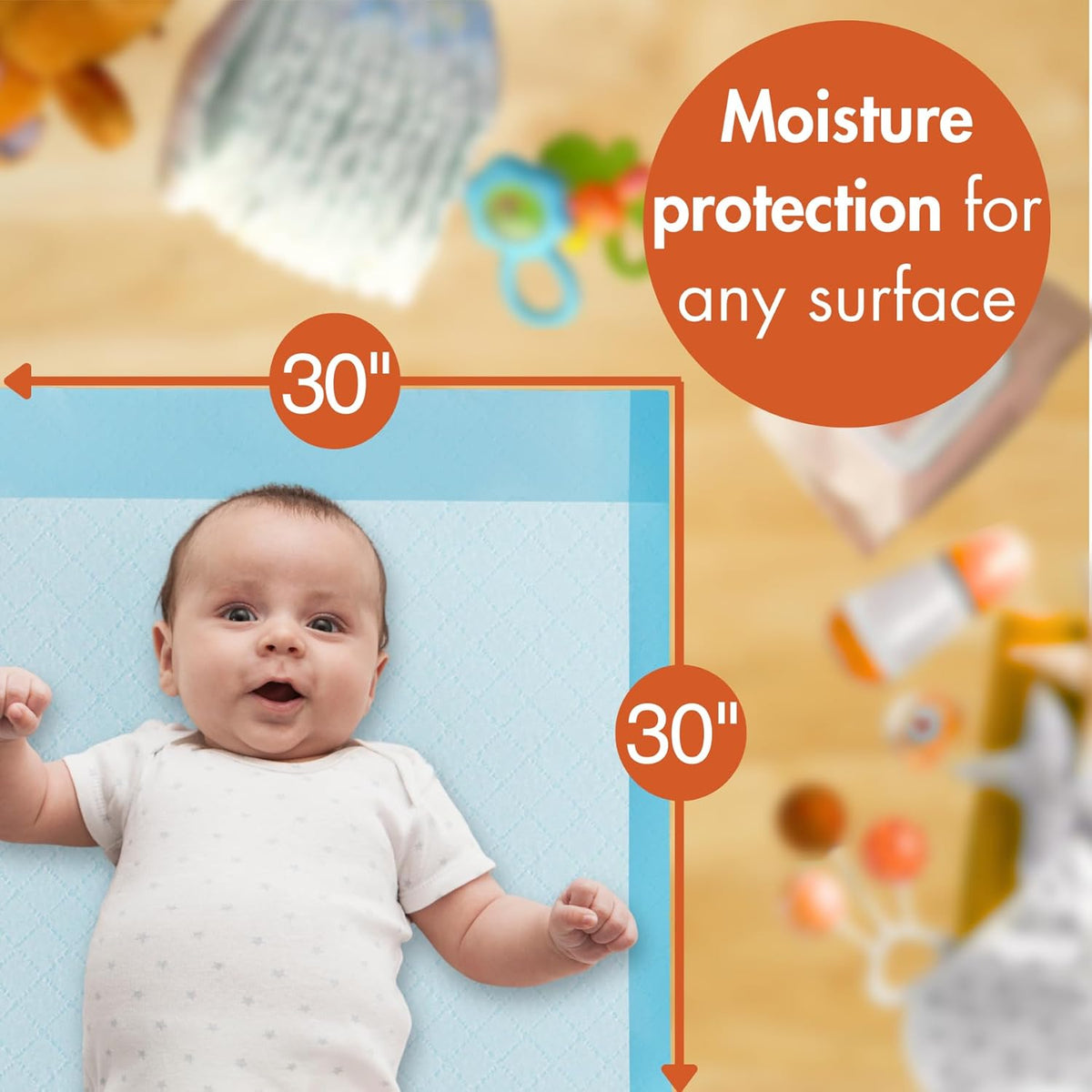Caring Disposable Underpads 30 x 30 in, Light Absorbency Bed Pads, Chucks Pads, Puppy Pads, Baby