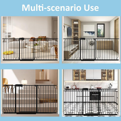 62.2"-71.65" Extra Wide Auto Closing Baby Safety Gate for Stairs & Doorways, Pressure Mounted No