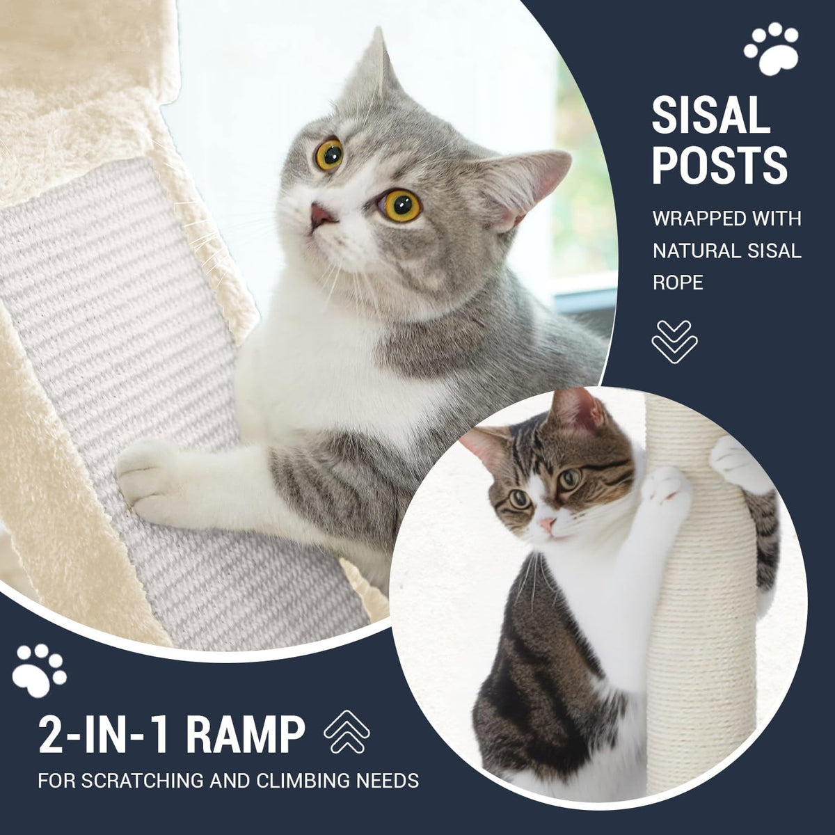 Allewie 68 Inches Cat Tree/House and Towers for Big Feline/Scratching Post/Multi-Level Large Kitty