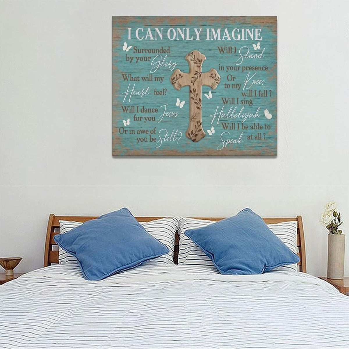 Rustic Christian Cross Wall Art I Can Only Imagine Pictures Farmhouse Butterfly Wall Decor Teal