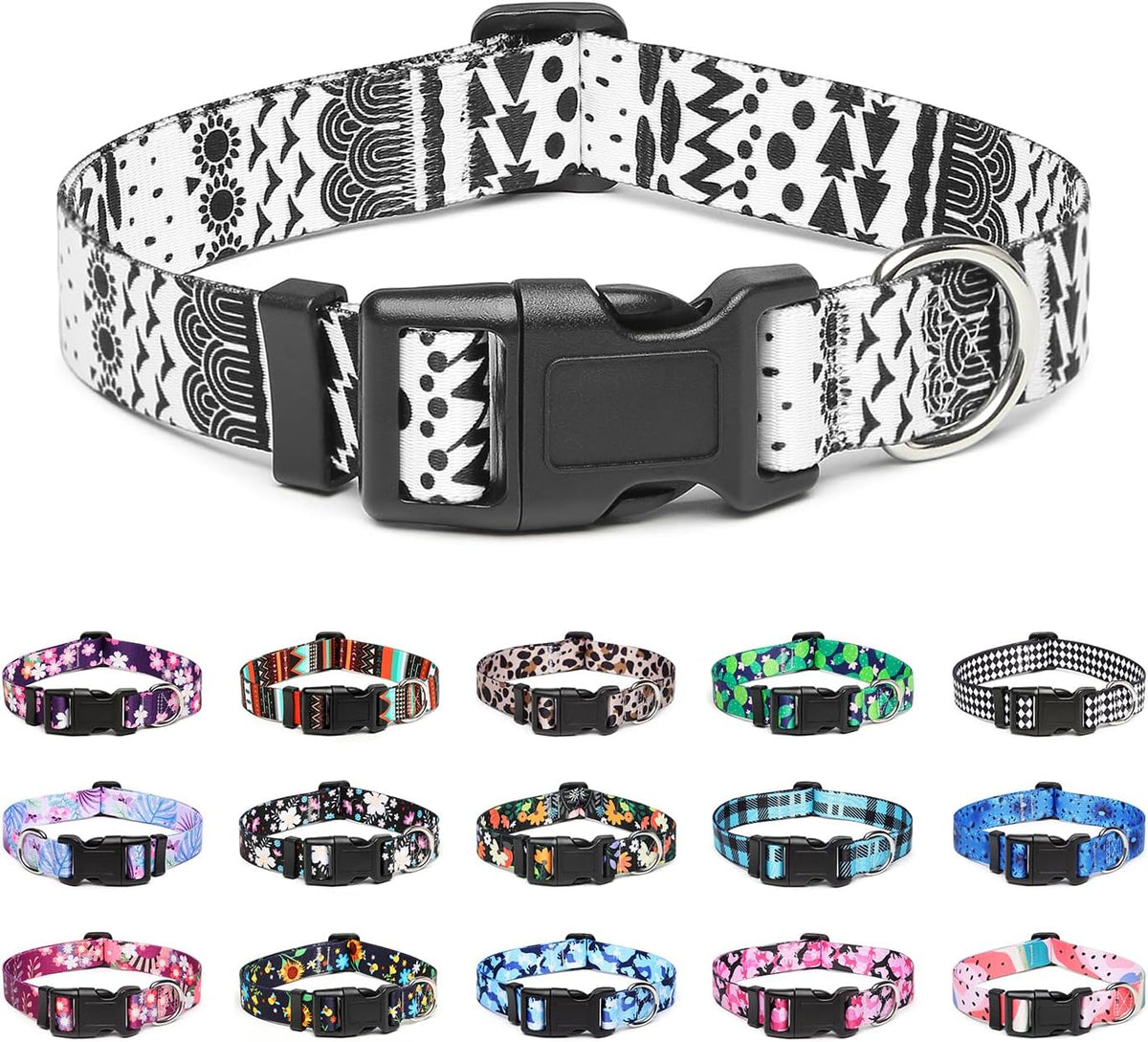 Mercano Adjustable Dog Collar - Special Design Patterns, Soft Nylon Comfortable Sturdy Pet Collar