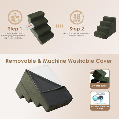 EHEYCIGA Dog Stairs for Bed 18" H, 4-Step Dog Steps for High Bed, Pet Steps for Small Dogs and