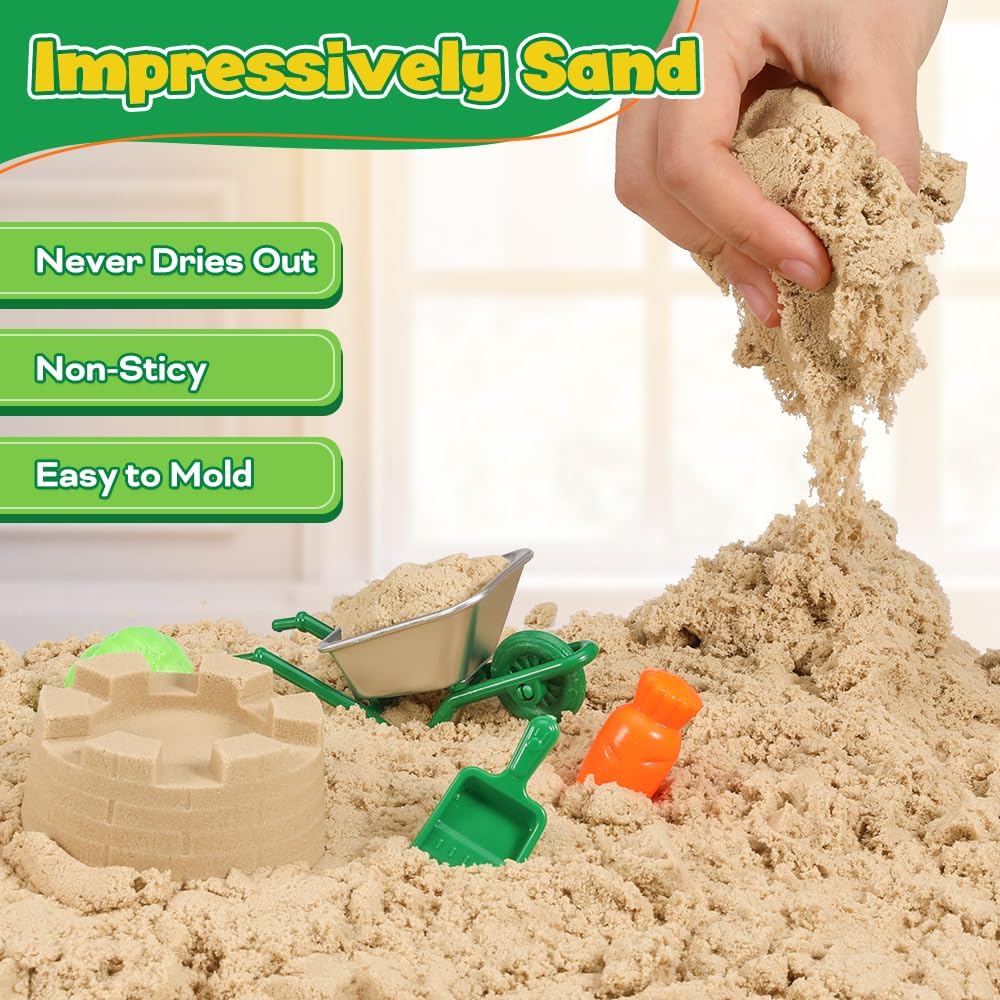 FRUSE Play Sand Farm Toys,Sensory Bins for Toddlers with 2.2lbs Sensory Play Sand,Farm Figures &