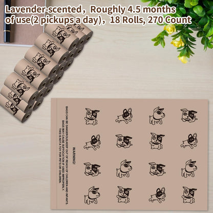 Coffee Dog Poo Bags Coffee scent - 270 Large Biodegradable Poop Bags, Extra Thicken Strong Corn