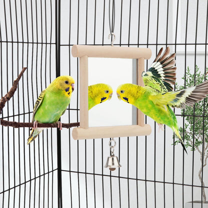 Hypeety Pet Bird Mirror with Bell Interactive Parrot Toy for Parrot Macaw African Greys Budgies