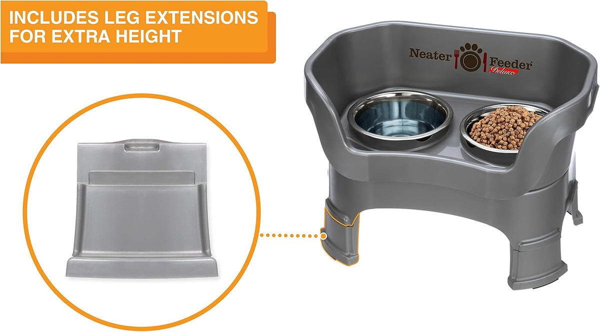 Neater Feeder Deluxe Mess Proof Dog Bowls Elevated for Medium Sized Breeds – Made in USA – No Spill
