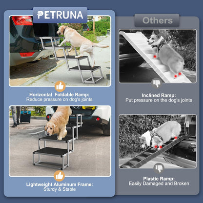 Extra Wide Dog Stairs for Large Dogs, Foldable Dog Ramp for Car with Non-Slip Surface, Dogs Stairs