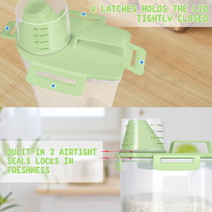TBMax Small Rice Storage Container -5 Lbs Cereal Dispenser with Measuring Cup, Airtight Dry Food