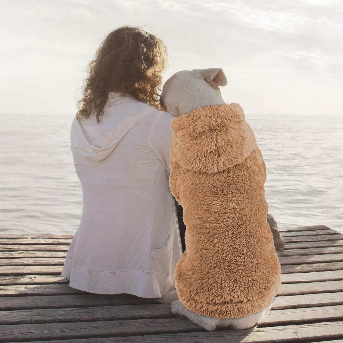 Fuzzy Dog Hoodie Dog Sweaters for Large Dogs Soft Double-Sided Plush Fleece Pet Sweater Pet Clothes