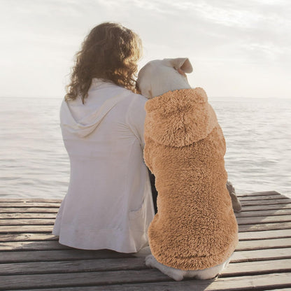Fuzzy Dog Hoodie Dog Sweaters for Large Dogs Soft Double-Sided Plush Fleece Pet Sweater Pet Clothes