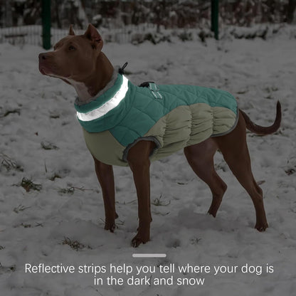 FUAMEY Dog Coat for Small Dogs,Waterproof Dog Winter Jacket with Harness Built in Puppy Cold