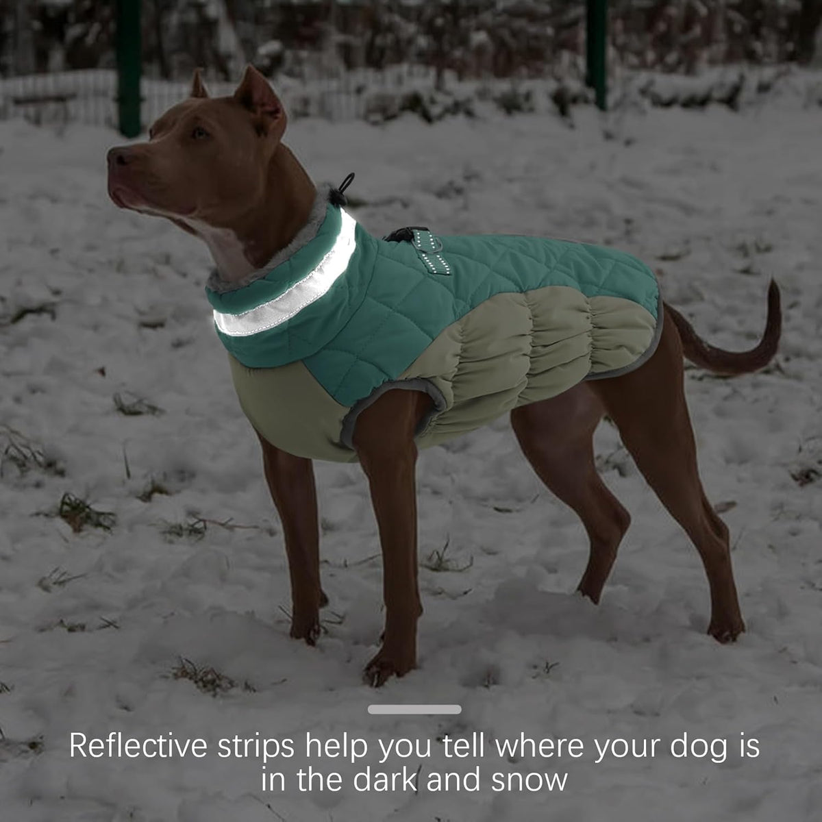 FUAMEY Dog Coat for Large Dogs,Waterproof Dog Winter Jacket with Harness Built in Puppy Cold