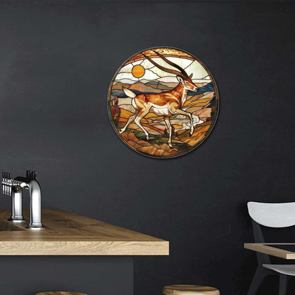 Lygond Metal Sign Tin Sign Circular Stained Glass Pronghorn Home Deccor Store Home Decor for Garden