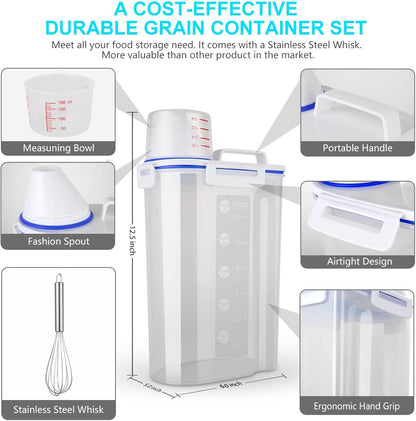 Rice Airtight Dry Food Storage Containers, BPA Free Plastic Sealed Holder Bin Dispenser with