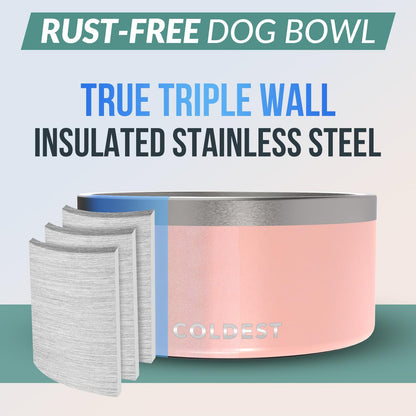 Coldest Dog Bowl - Anti Rust Metal, Non Slip, 3 Layers Insulated Stainless Steel Dog Bowls - Spill