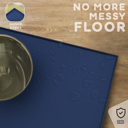 Dog Food Mat - Raised Edges Dogs Mat for Food and Water Prevent Spill, Waterproof Cat Food Mats