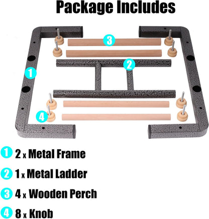 Large Bird Table Training Perch for African Grey Macaw Amazon Parrot, Heavy-Duty Metal Ladder No