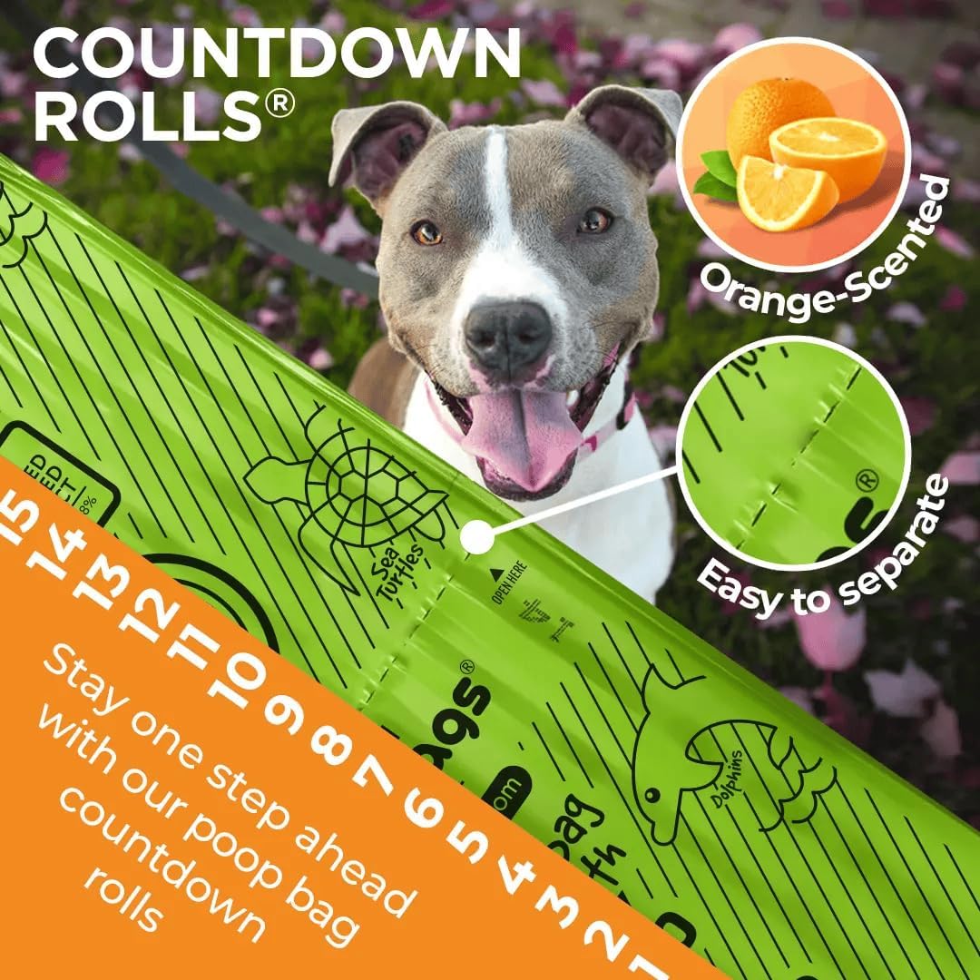 The Original Poop Bags® Dog Poop Bags Rolls – Orange Scented, 38% Plant-Based, USDA Certified