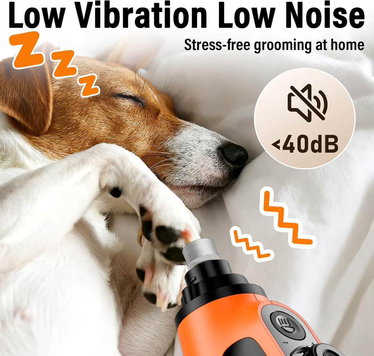 Casfuy Smart 6-Speed Dog Nail Grinder - 50% More Power Pet Nail Grinder with 2 LED Lights Quiet