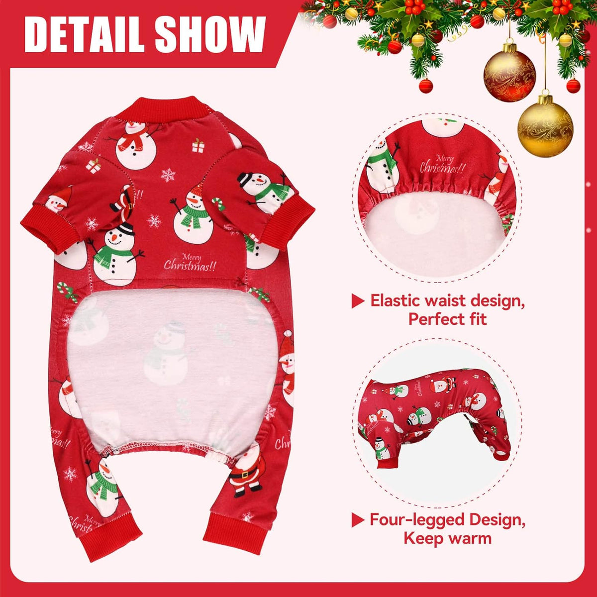 Dog Christmas Pajamas Snowman Pet Clothes Costumes Pjs Stretchy Funny Costumes Pet Outfit Dog