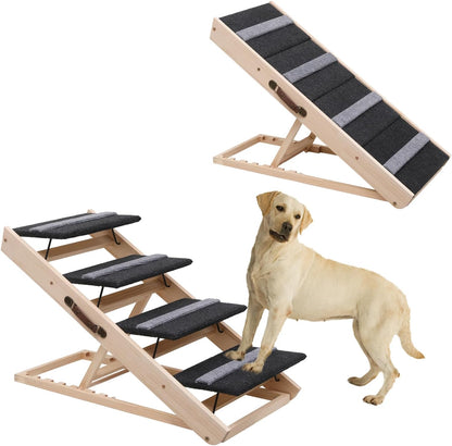 Upgrade 2-in-1 Pet Ramp Dog Stair,Folding Pet Stairs,Portable Dog Ramp for Small&Large Old Animals