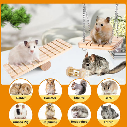 VESPRO Hamster Toys Set, Guinea Pig Toys Small Animal Chewing Toy and Rat Cage Accessories