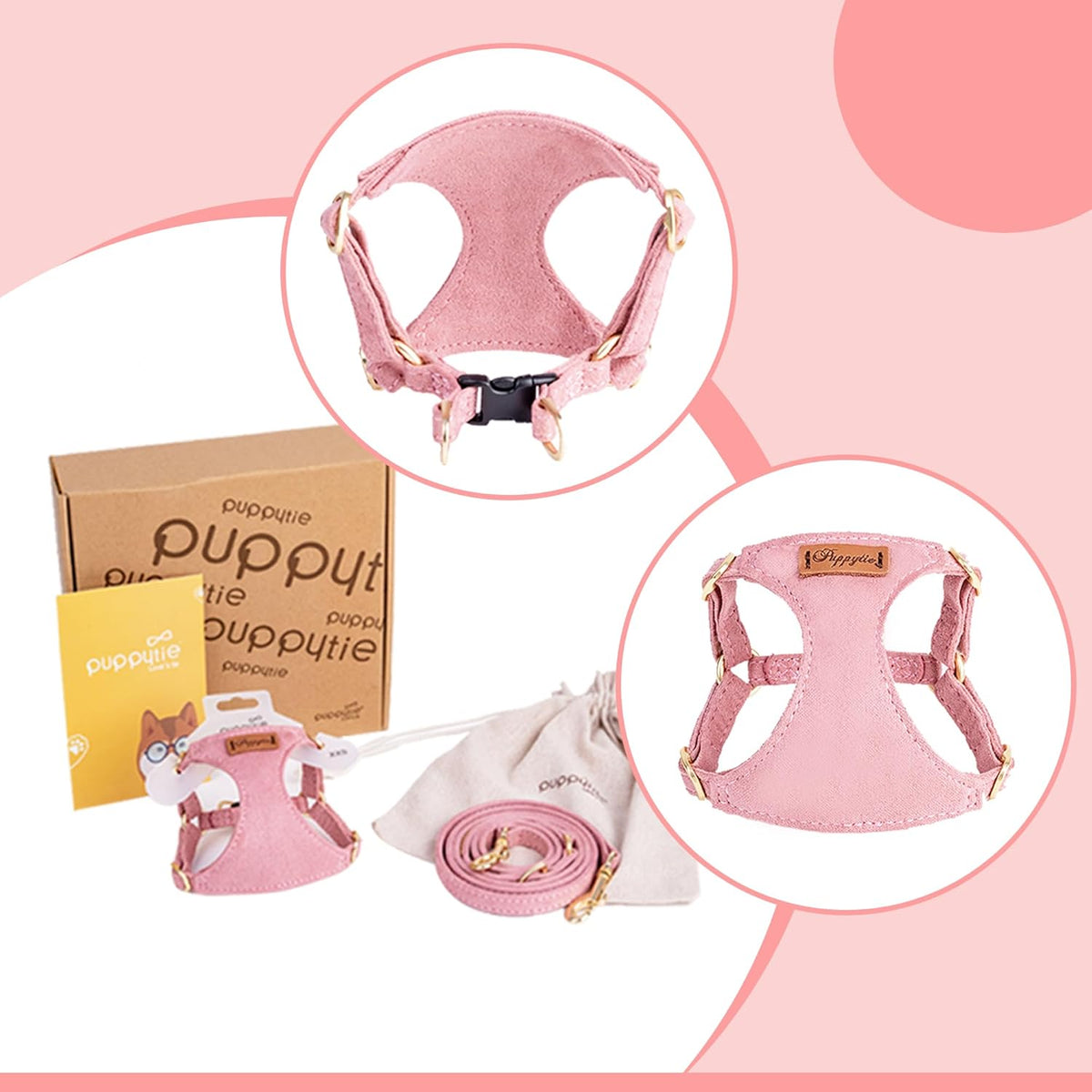 Puppytie No Pull xs Dog Harness with Multifunction Dog Leash,Soft Adjustable No Choke Escape Proof